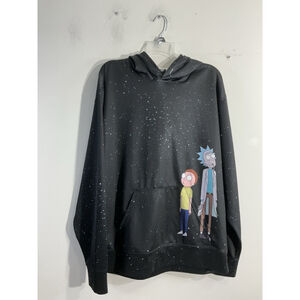 Unisex Adult AM Large Black Rick & Morty Hoodie Black Pullover